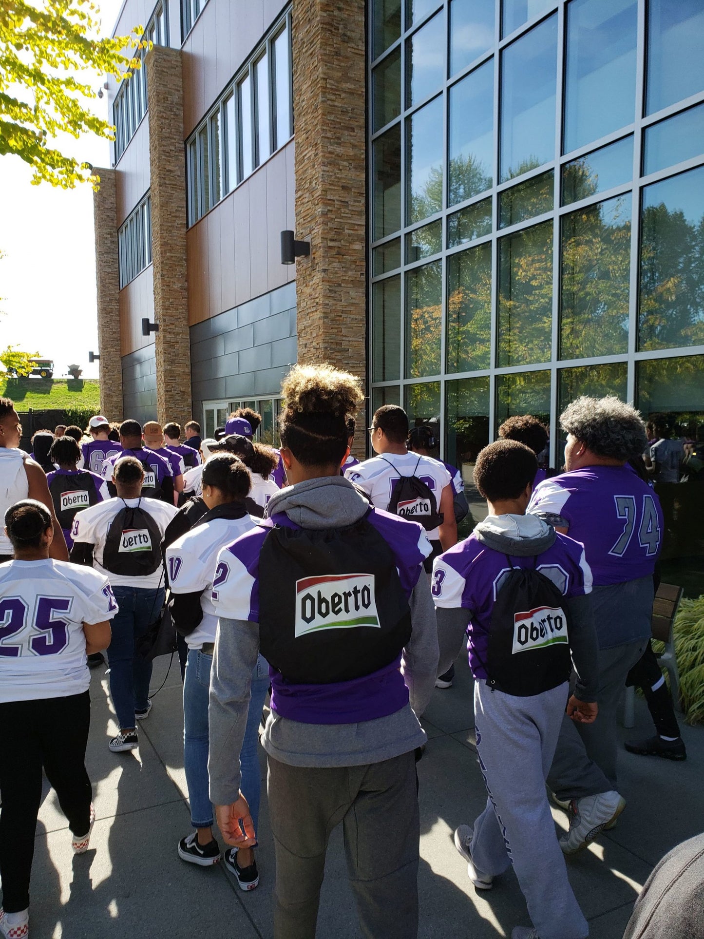 Garfield High Football Players visit the Seahawks practice facility.