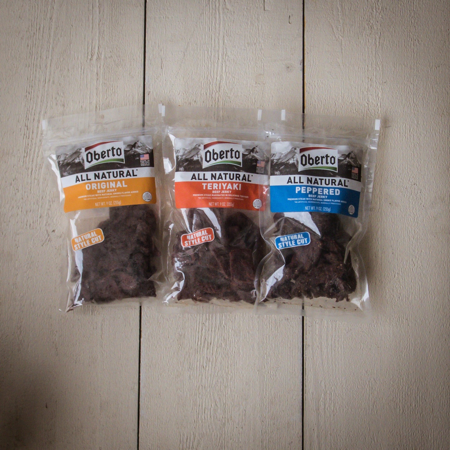 3 Oberto XL bags: Original, Teriyaki, & Peppered