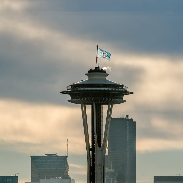 Seattle's Space Needle flying the 12 flag